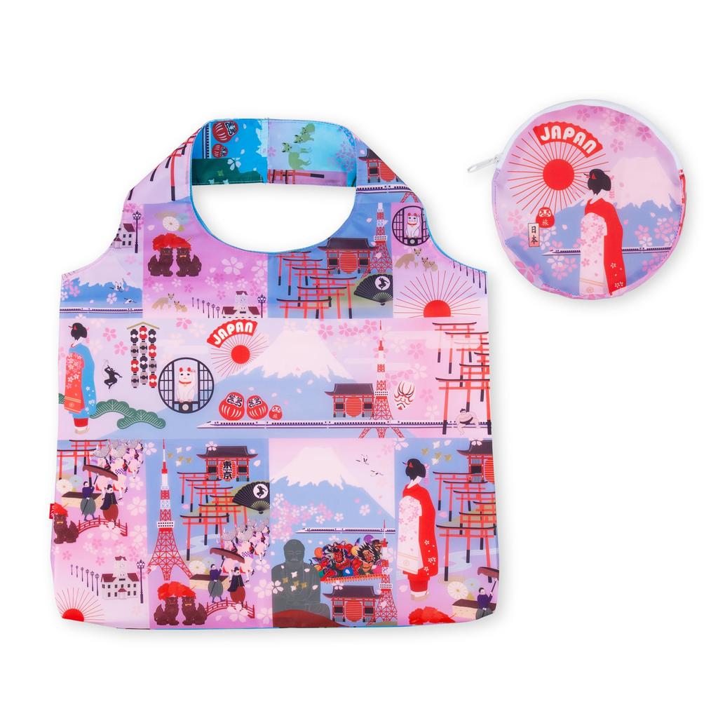 Noren Eco Japanese Pattern Large Compact Perfect for Respect for the Aged Japanese Novelty Eco Japanese Pattern Torii Cherry Blossoms Bag, (Japan