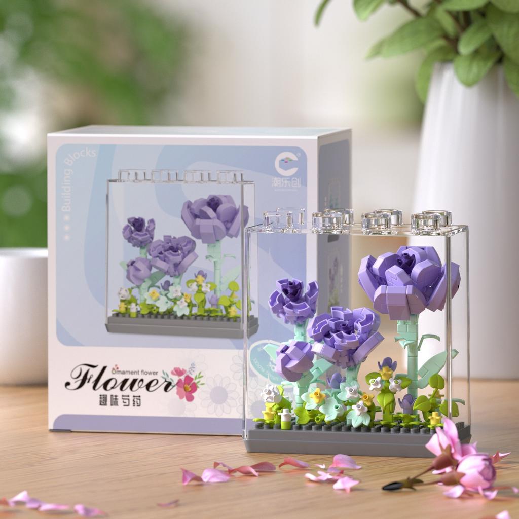 PUDEŁKO WYSTAWOWE DIY Wieczny Kwiat Nieśmiertelna Róża w Doniczce Ogrody Słoneczników Romantyczny Model z Klocków Klocki Zestawy Zestawy Zabawki dla Dzieci