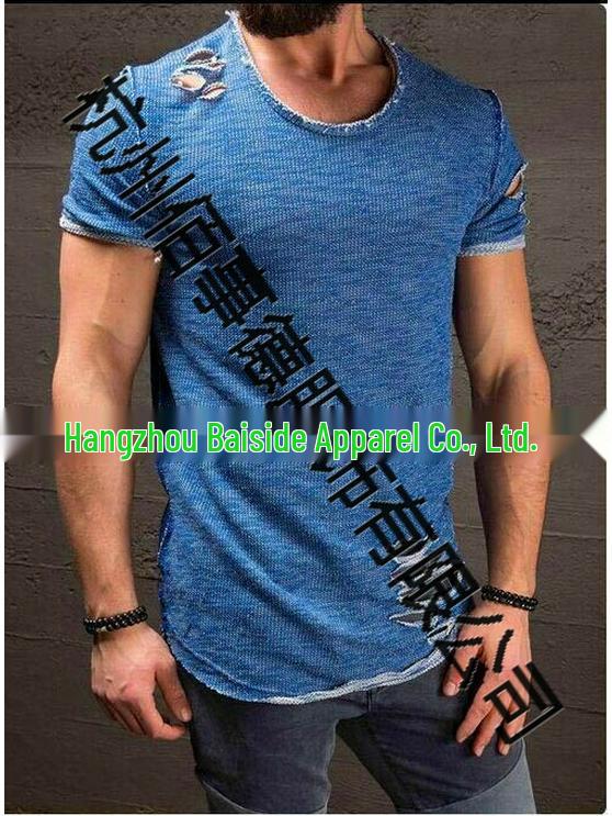 

Men s Summer Casual Ripped T-Shirt - 5 Colors XXXXL королівський синій колір
