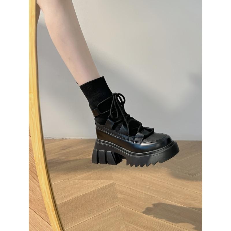 

thick-soled Martin boots women s new spring and autumn trendy cool thin short boots versatile thick heel net boots 40 чёрный