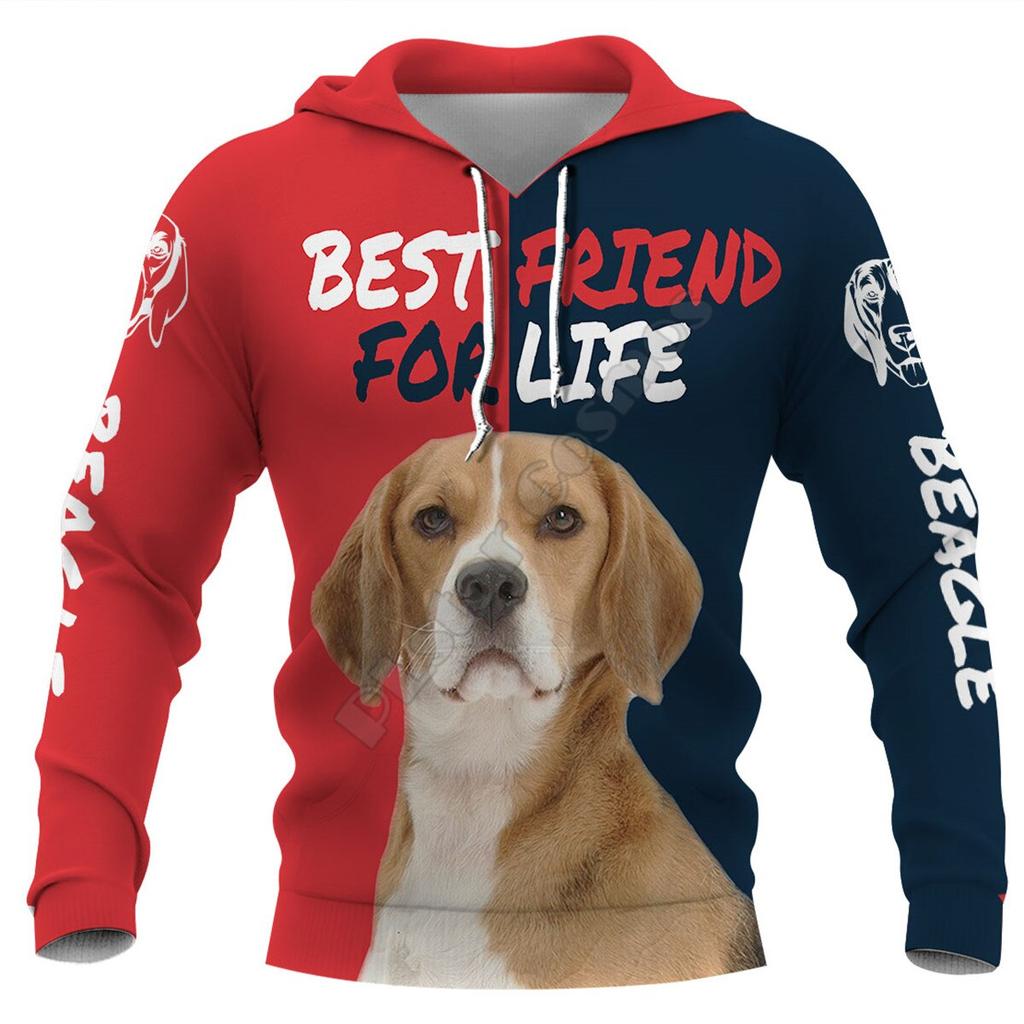 GGmar Unisex 3D Print Dog Hoodie - Beagle Animal Design Casual Sweatshirt With Hood & Pocket