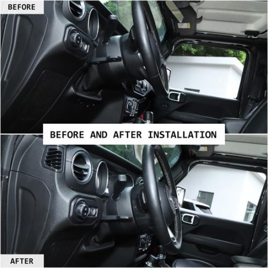 2x Steering Wheel Base Upper Cover Trim Bezels for Jeep Wrangler JL 2018+ Carbon