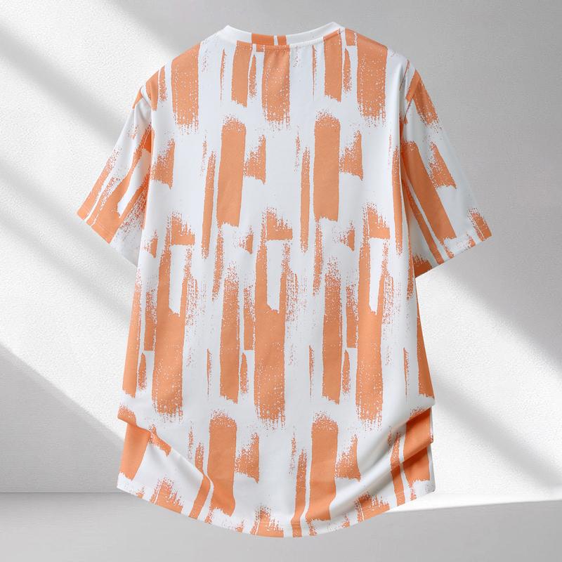Heren Plus Size Abstracte Print 2-delige Outfit, Korte Mouw T-shirt & Cargo Short Set (5XL-12XL)