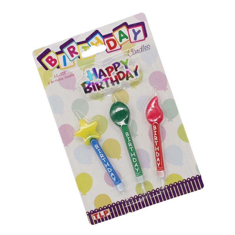 

New Product 3 Star Balloons Flame Shape Birthday Candles Festive Party Baking Cake Decorative Candles AS119-3 Star Balloon Candles