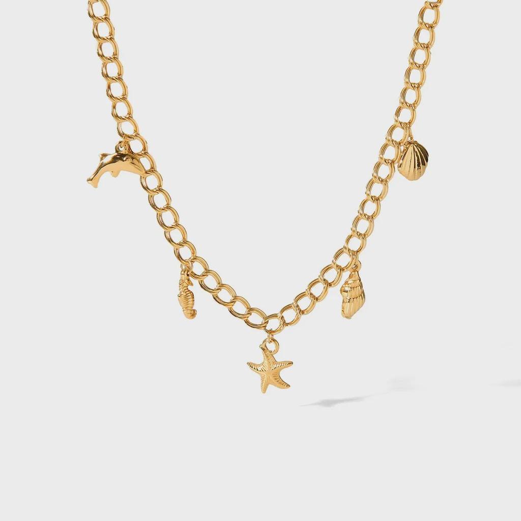 Ocean Series: Stainless Steel Starfish & Shell Pendant Necklace – Fade-Resistant Titanium Mix & Match Design