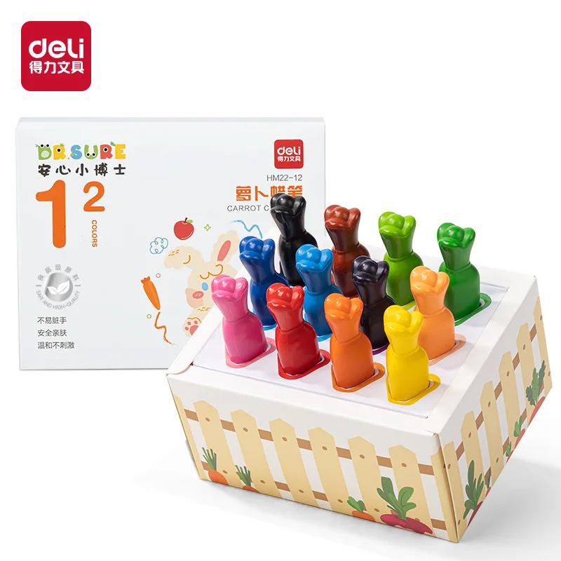 12/24/36 Color Food Grade Beeswax Triangular Pole Radish Crayon Children Painting Graffiti Oil Painting Stick School Stationery