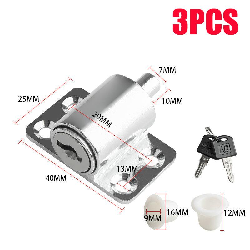 1/3PCS Sliding Window Patio Screw Door Lock Key Push, Safety Protection Antitheft Door Window Security Lock Catches Set