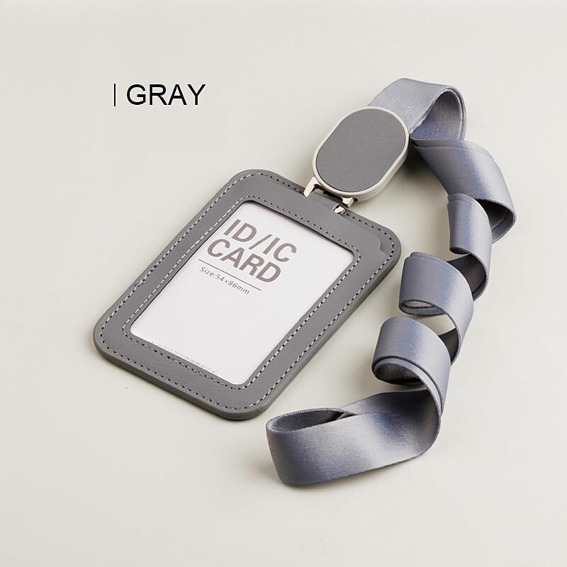 

New Design Horizontal and Vertical Dual-use Style Card Holder with Badge Scalable Reel Lanyard Employee Work Id Pouch серый