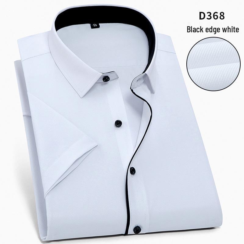 Men's Short Sleeve White Twill Dress Shirt - 40% Cotton Professional Wear