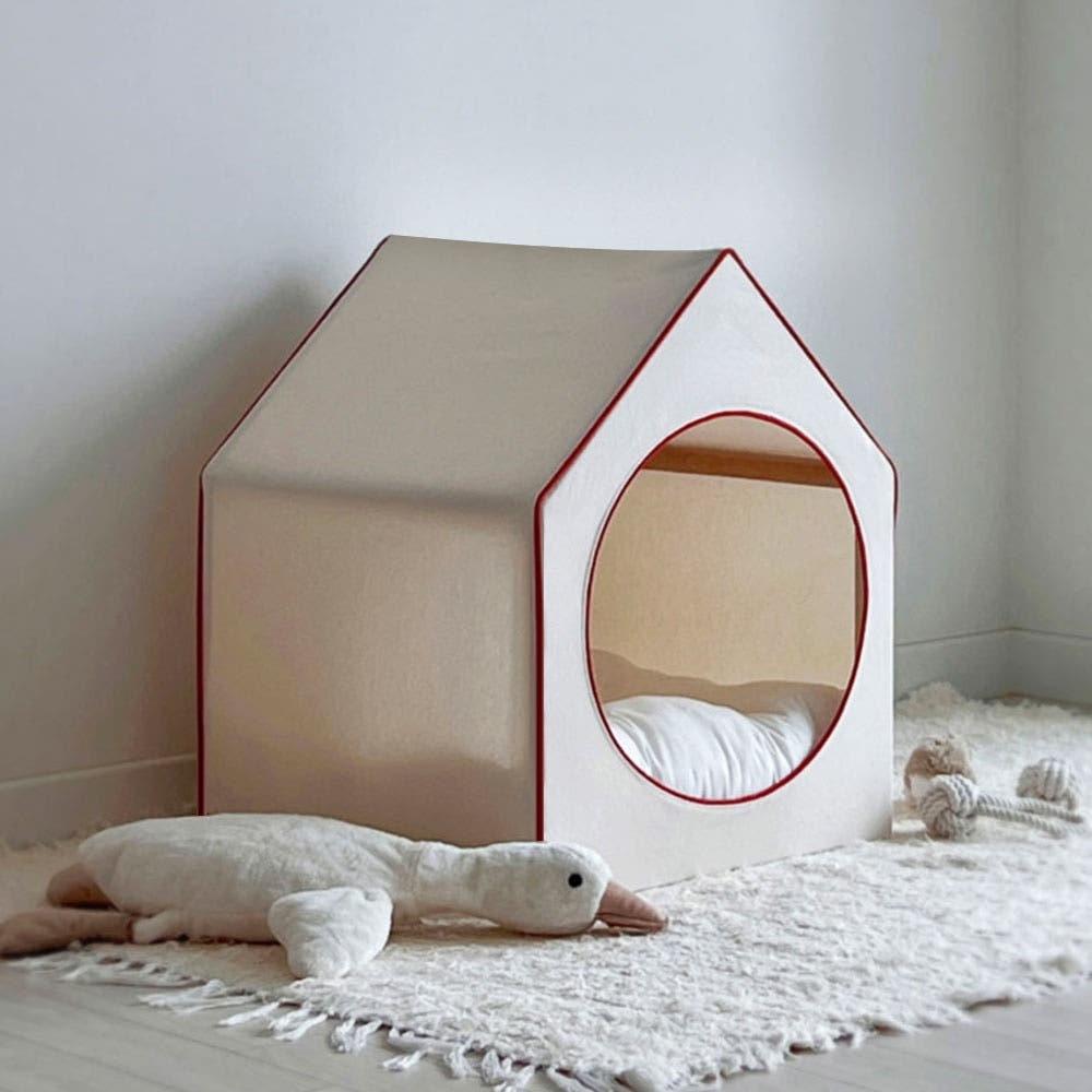 Korean Style House Shaped Pet Bed, Detachable Washable Closed Dog Cat Tent House for Small Medium Pets