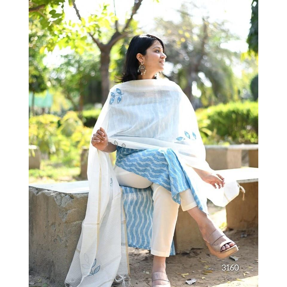 Damen Bollywood Kurta Hose Dupatta Set Indische Partykleidung Oberteil Tunika Kurti Kleid VSO-1729 c