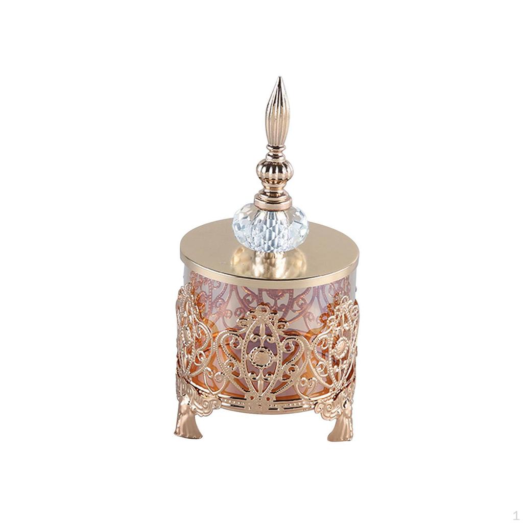 Candy Jar Decorative Art Gold Glass Storage Food Organization for Tea Sugar Biscuit