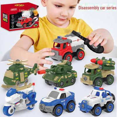 "DIY Schiebe-Spielzeugauto-Set: Zerlegen Sie Feuerwehrauto, Polizeiauto, Militärfahrzeug mit kostenlosem Versand"