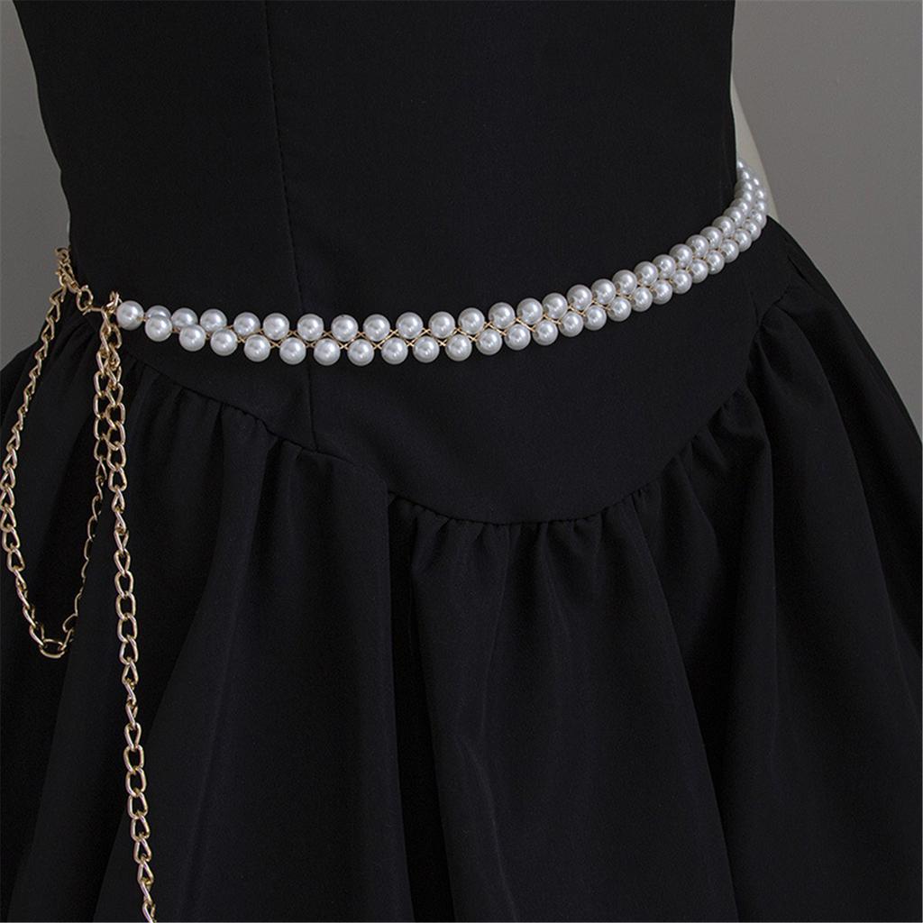 Shimmering Waist Chain for Female Fashion Pearl Wedding Chain Decorative Chain Belt Party Waistband Waist Accessories