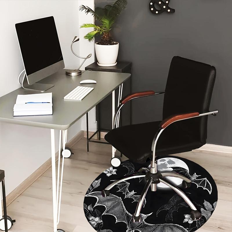 

1pc Office Carpet Chair Mats Bat Moon Night Floral Design Perfect for Decorating Office Chairs, Living Rooms, Or Bedrooms.YDT070 80cm by 80cm