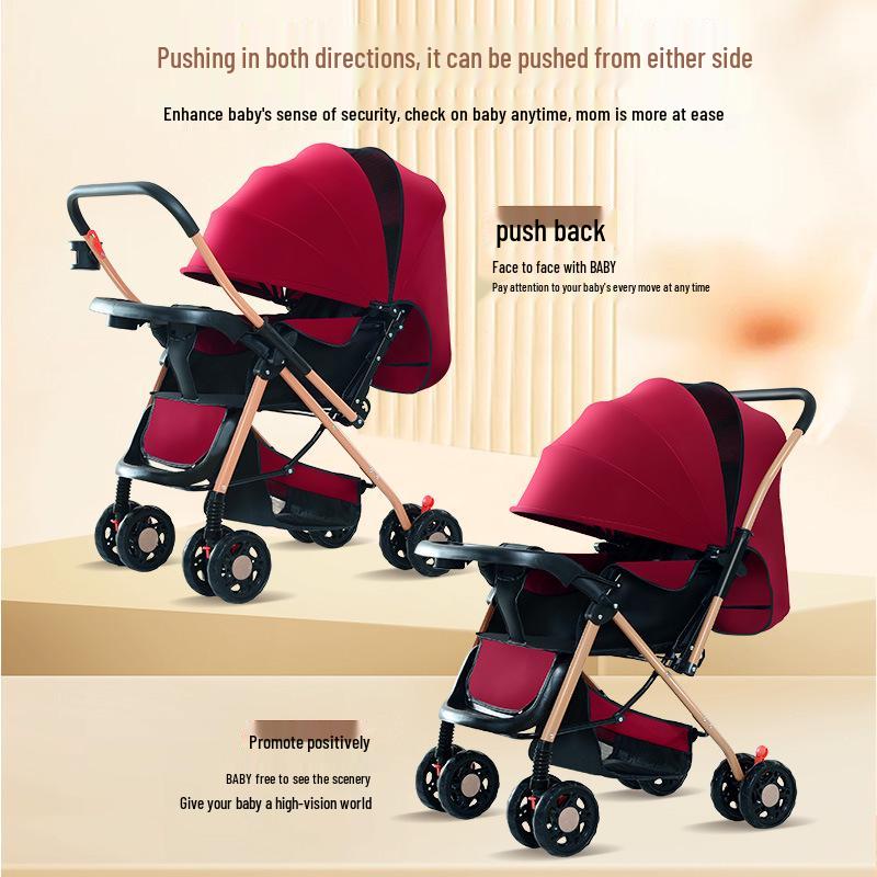 Newborn 4-Season Stroller: Foldable, Spacious, Shock-Absorbing for Sitting & Lying Down.