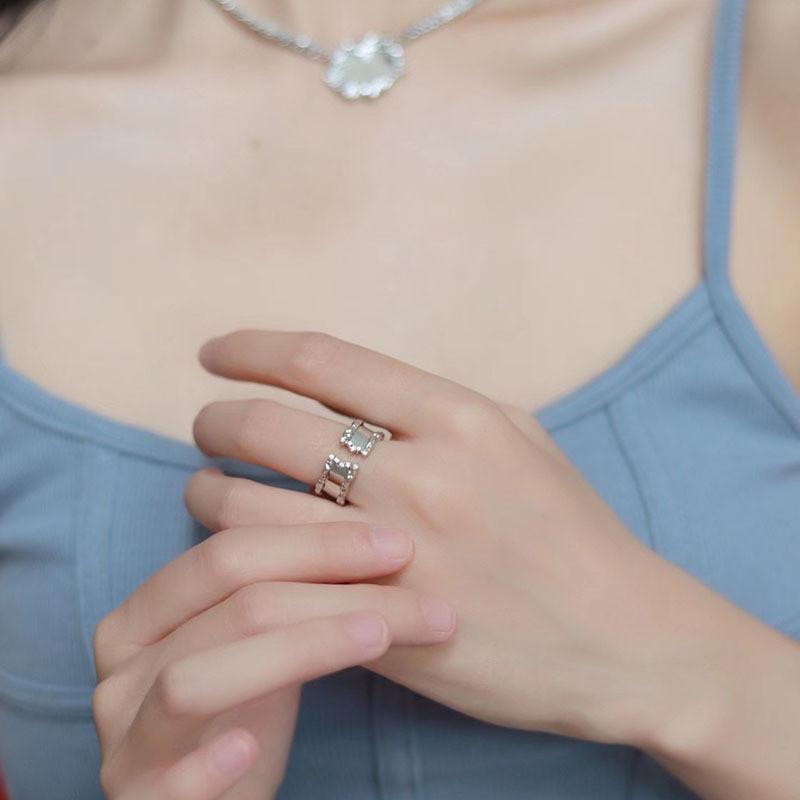 Korean Minimalist Geometric Adjustable Open Ring For Women Stylish High End Fashion Jewelry