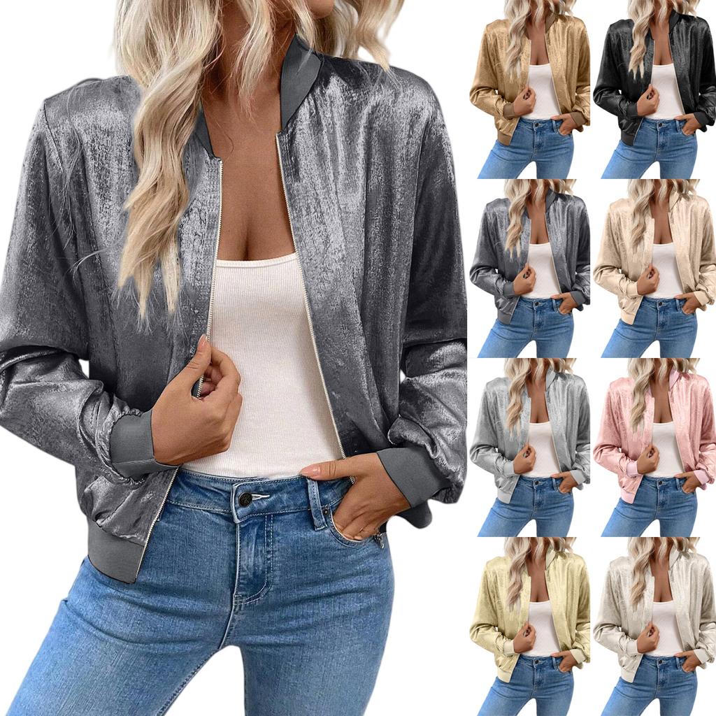 Women's Solid Color Splicing Thin Fashion Jacket Casual Jacket Top
