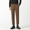 Men’s Casual Woolen Nine-Point Trousers - Autumn Business Loose Fit, Solid Color, Trendy Design.