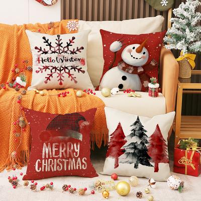 New Hand-painted Snowman Pillow Case Christmas Decoration Set Combination Cushion Home Sofa Cushion