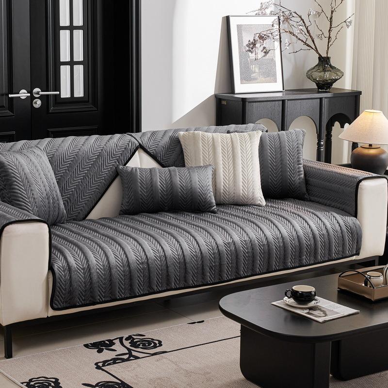 

Autumn And Winter Milk Fleece Sofa Cushion New Winter Cream Wind Seat Cushion Fixed Non-Slip Leather Sofa Cover Cover Cloth 70*70cm