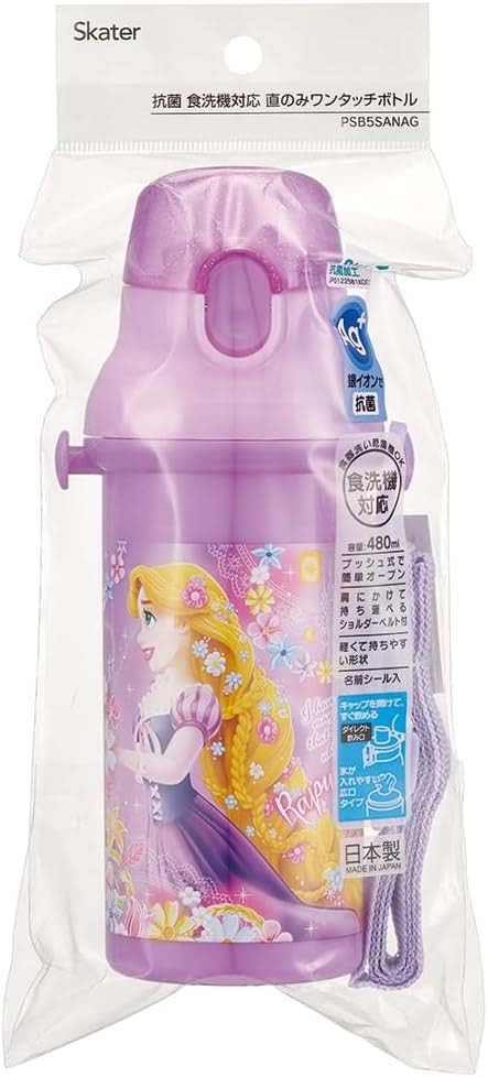 Skater Disney Tangled Water 24 Oz Made In Bottle, (480ml), Kids', Antibacterial, Child-Friendly, Lightweight, Japan, PSB5SANAG-A