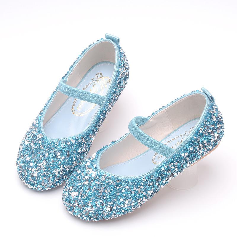 Girls' Princess Shoes Spring New Children's Shoes Little Girls' Leather Shoes Crystal Shoes for Dresses