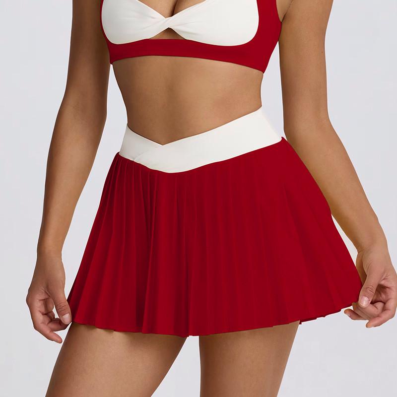 QYZJ High-Waisted Quick-Dry Pleated Skirt: Casual, Breathable, Anti-Exposure Running & Fitness Skort