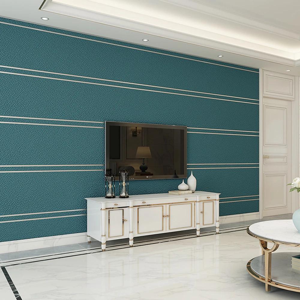 Nordic Imitation Deer Skin Velvet Double Stripe Wallpapers Bedroom Living Room Non Woven Fabric Home Decoration Wallpaper
