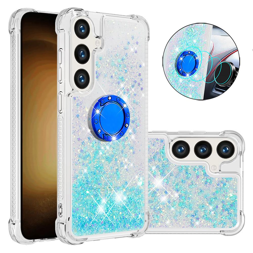 

For Samsung Galaxy S25+ TPU Case with Kickstand Quicksand Shockproof Cover Blue/Pentagram