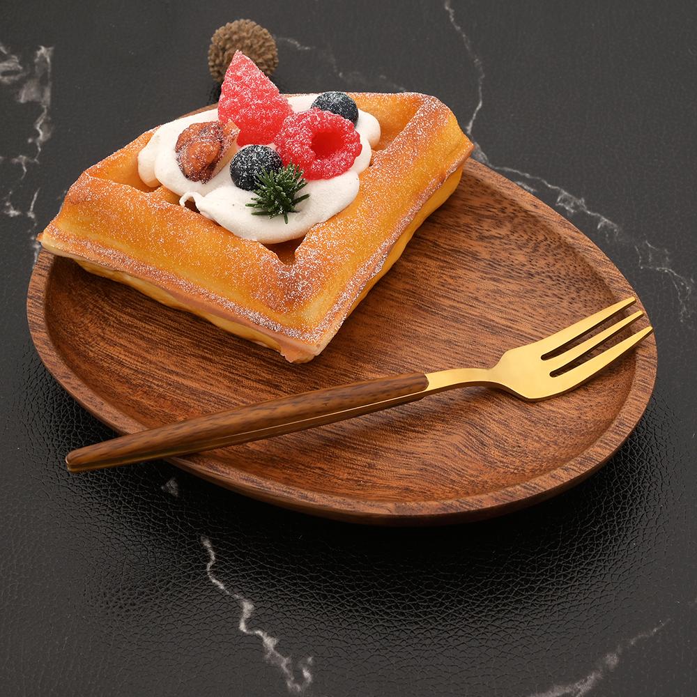 Gold Imitation Wood Handle Cutlery Set Western Stainless Steel Tableware Set 20PcsPcs Kitchen Knife Fork Spoon Dinnerware Set