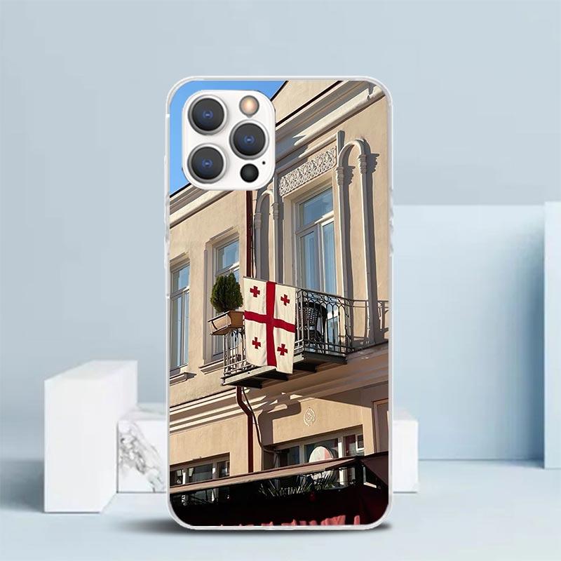 Georgia Flag Phone Case For IPhone 16 17 Air 16E 15 14 Plus 13 Mini 12 11 Pro Max 7 8 + SE 2020 Soft TPU Back Cover 16 17 Air 16