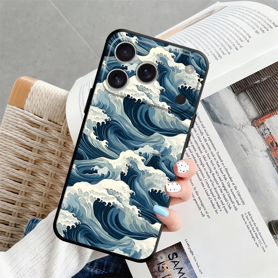Funda Phone Cover Case for Apple iPhone 17 Pro Max Air 14 11 16 15 Pro 7 8 13 XR XS MAX 12 Cartoon Wave