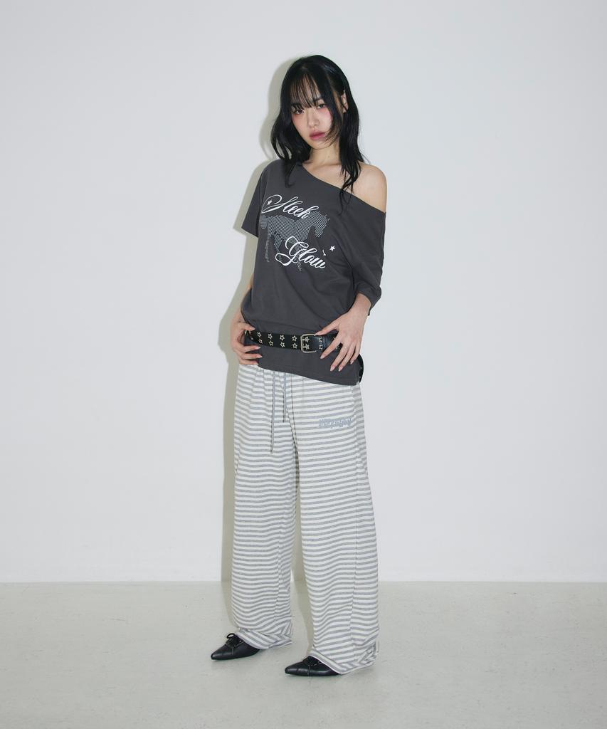 Seulliggeullou Horse One-Shoulder T-Shirt [Charcoal]