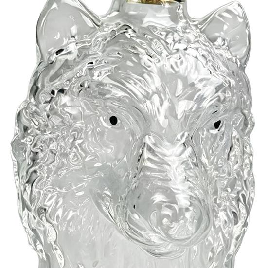 Wolfskopf Whiskey-Karaffe, 3D-Glas-Wolf-Spirituosenflasche mit Stopfen, Handgeblasener Tier-Weinspender für die Hausbar, Geschenkbox