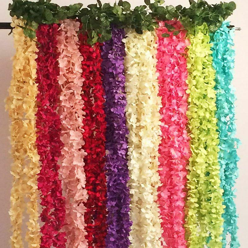 Garland 1m Artificial Hydrangea Wisteria Silk Flower Hanging Garden Home Wedding