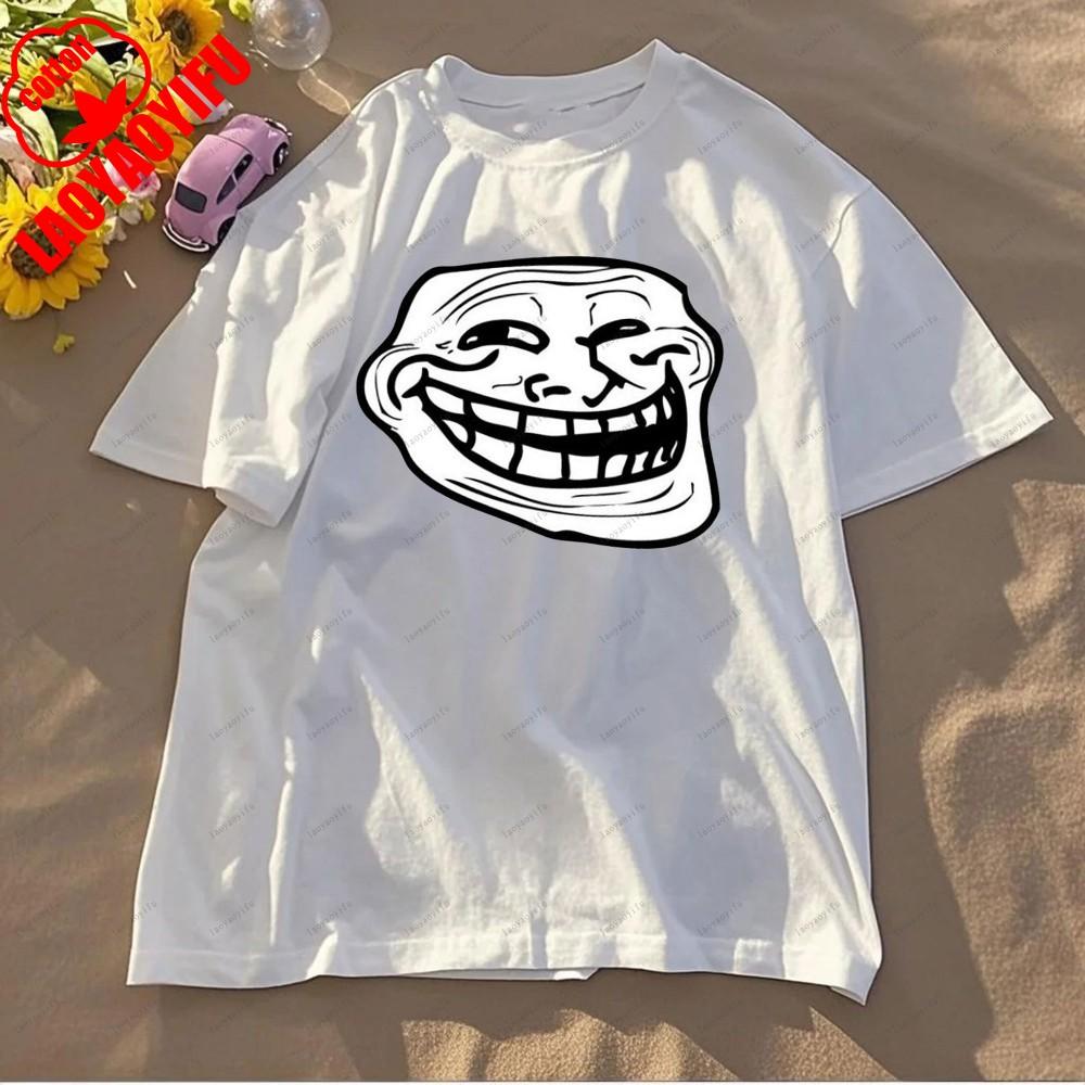 Rage Comic Trollfac Printed T Shirts Funny Anime Pure Cotton Top Tees Men Summer Short Sleeves T Shirt O Neck Fashion Tshirt