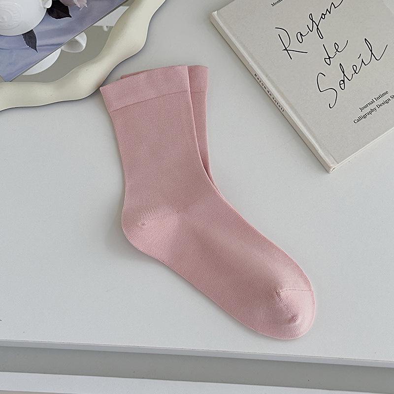 Women's Antibacterial Odor-Resistant Mid-Calf Cotton Scrunch Socks - Black & White, Postpartum Friendly, Spring/Autumn Style