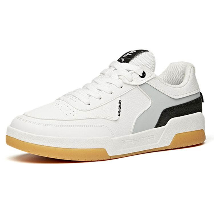Anta Comfortable Versatile Synthetic Leather Low-Top Skate Shoes Men Sneakers White Gray Black 112228081R-4