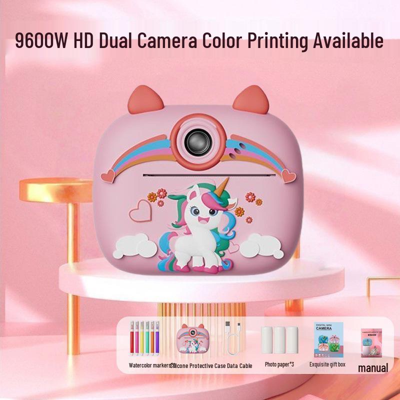 Children's Instant Print Camera: Capture Photos & Videos, Ideal Toy Gift for Girls Z13