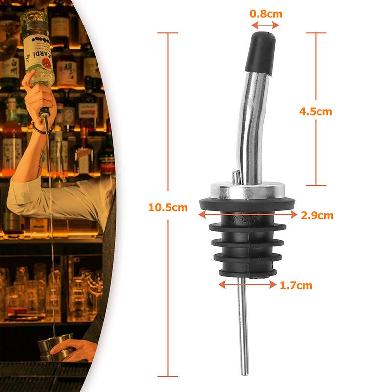 Stainless Steel Classic Bottle Pourers Liquor Pourers with Rubber Dust Caps Olive Oil Spout Speed Pour Spouts JT68