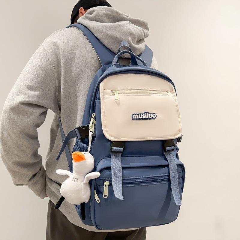 Contrast color backpack Female student backpack College style niche backpack, simple casual junior high school student schoolbag