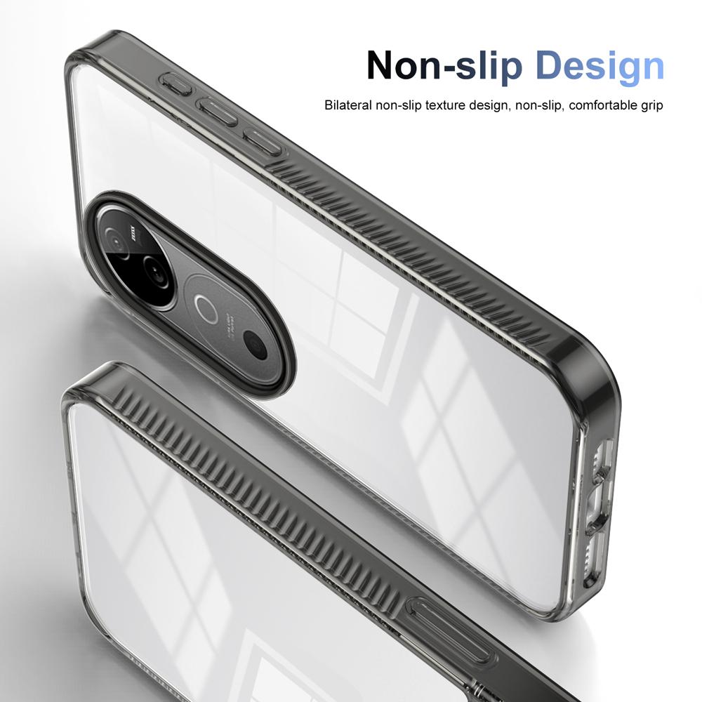 KEYSION Transparent Phone Case for VIVO V40 Pro 5G V40 Soft TPU+PC Anti-slip HD Clear Shockproof Phone Back Cover for VIVO V40 5G