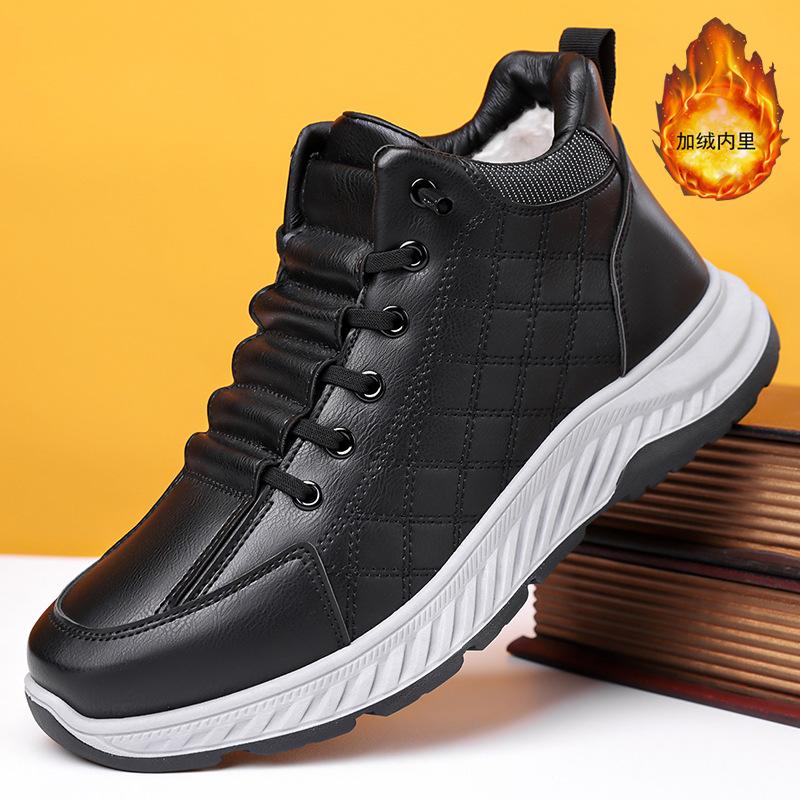 

Winter men s shoes new velvet thickened casual sports shoes cotton shoes non-slip warm leather thick-soled dad shoes 44