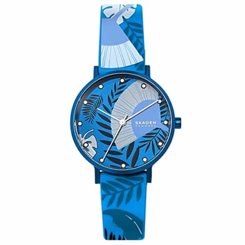 

SKAGEN Aaren Floral Print Blue Silicone Watch (SKW2860) for Women and Boys