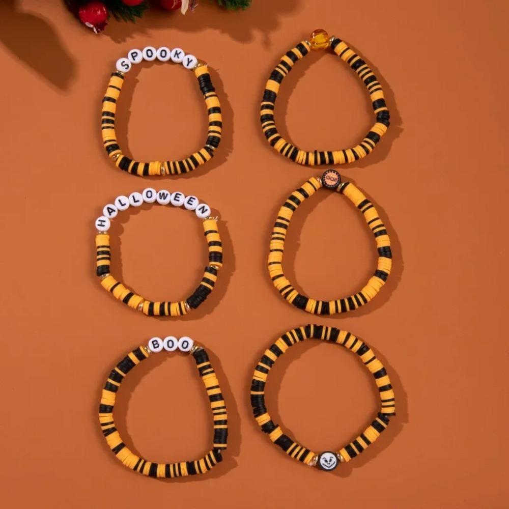 Halloween Bracelet Spider Pumpkin Halloween Party Decor Stackable Elastic Bracelets Girl Woman Gift Carnival Party Favor