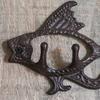 Garden Wall Hooks, Cast Iron Flying Fish Hanger, Rustic Outdoor Metal Coat Rack for Keys Tools Dried Flowers, Farmhouse Porch Fence