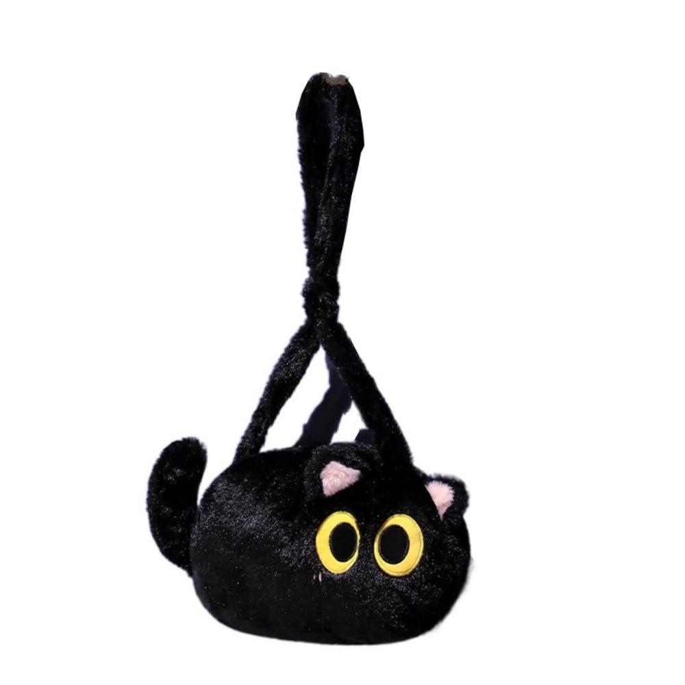 Big Eyes Cartoon Cat Crossbody Bag Soft Plush Cat Plush Toy Doll Bag Cat Plush Shoulder Bag  Girls