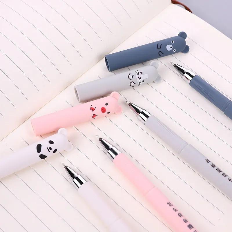 4 Pcs Animal Cat Bear Panda Erasable Pen Rollerball School Office Student 0.38 Mm Writing Supplies Japanese Stationery
