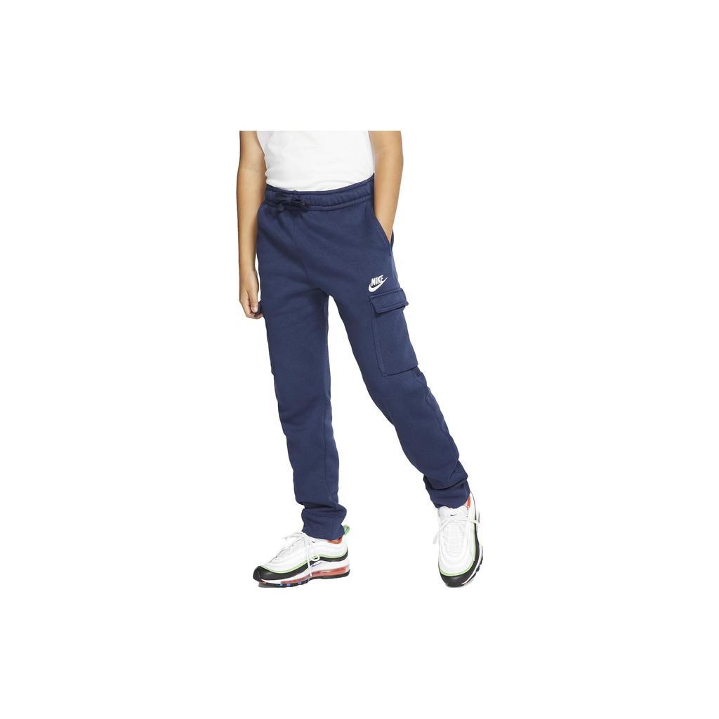 Nike Knitted Sports Pants Sportswear Club Logo Embroidery Tapered Loose Kids Pants Navy-Blue CQ4298-410